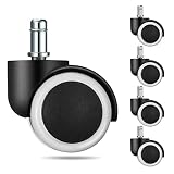 Ueznirn Bürostuhl Rollen, 5er Set Rollen für Bürostühle 11mm x 22mm, Hartbodenrollen Ersatzrollen Leise&Kratzerfrei, Universal Stuhlrollen für Alle Hartböden Schreibtischstuhl Rollen Doppelrad-Desig