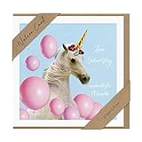 bsb Geburtstagskarte Geburtstagsgrüße Geburtstagswünsche - Natur Card - Einhorn Pferd - Umschlag Kraftpapier