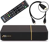 AX Multibox 4K UHD E2 Linux Combo Sat- Kabel- DVB-T2 Receiver mit DVB-S2 und DVB-C/T2 Tuner, HDTV, 2160p, H.265, PVR, HDR, mit HDMI Kabel [vorprogrammiert für Astra & Hotbird]