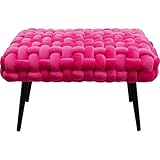 Kare Design Bank Weave, Pink, Polsterbank mit Flechtmotiv, 110kg max. Belastbarkeit, Pflegeleicht, für Schlafzimmer, Kleine Sitzbank für Flur, Stahl Beine, 42x66x40 cm (H/B/T)