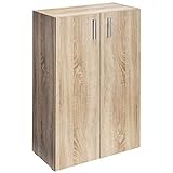 Casaria® Kommode mit 2 Türen 120x60x30cm Holz Modern höhenverstellbarer Einlegeboden Schlafzimmer Büro Flur Mehrzweckschrank Aktenschrank Schrank Eiche