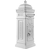 Maxstore Antiker englischer Standbriefkasten, rostfreies Aluminium, Höhe: 102,5 cm, Farbe: Weiß