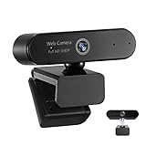 Webcam mit Mikrofon Full HD 1080P Autofokus USB Kamera für PC Web Cam Plug & Play für Livestream, Videochat, Konferenz mit Windows, Mac und Android (Schwarz)