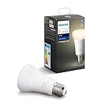 Philips Hue White E27 LED Lampe Einzelpack, dimmbar, warmweißes Licht, steuerbar via App, kompatibel mit Amazon Alexa (Echo, Echo Dot)