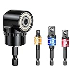 105° Winkelschrauber Vorsatz Adapter 1/4' Bohrer Sechskantschaft + 3 tlg Stecknuss Adapter (1/4', 1/2', 3/8') Sechskant Steckschlüssel Schraubenschlüssel Nuss Set Adap