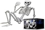 mikamax Lebensgroßes Skelett, 1,70 m, realistisches Design, Halloween-Dekorationsideen, Friedhofsspukknochen. Maße: 170 x 45 cm