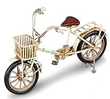 dekojohnson Deko Fahrrad mit Fahrrad-Korb Miniatur-Fahrrad Wohnaccessoires Wohndeko aus Deko-Bike glasiertem Metall weiß 15x5x11cm groß