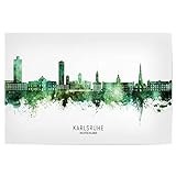 artboxONE Poster 90x60 cm Städte Karlsruhe Skyline Green Name - Bild Karlsruhe Cityscape Deutschland