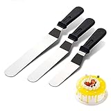 Winkelpaletten, 3 Streichpaletten Edelstahl Tortenmesser Streichmesser Winkelpalette Set Icing Spatula Set Kuchenmesser Konditorenmesser Icing Spatel Kit für Einstreichen Tortendeko Backen,38/32/28cm