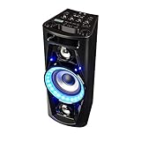 auna Ultra Sonic Pulse V6-40, Party Lautsprecher, 5,5' Tieftöner, 2 x 1,7' Hoch- / Mittel-Töner, 160 W Musikleistung, Bluetooth, 2 x MP3-fähiger USB-Port, AUX, UKW, Mikrofon, Akku, schwarz