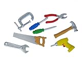 Miniblings 7X BAU Werkzeug Set Figur Werkstatt Handwerker Hammer Zange Säge