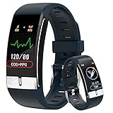 Smartwatch ECG & Temperature, Wasserdicht IP68 Smart Watch Herren, Fitness Activity Tracker Damen, Schrittzähler Sportuhr mit Herzfrequenzmesser (Blau)