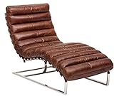 Casa Padrino Luxus Echtleder Vintage Oviedo Liege/Sessel Cigar Braun - Leder Sessel Art Deco Lounge Relax Sessel