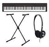 Yamaha P-45B Digitalpiano/Stagepiano SET inkl. Keyboardständer und Kopfhörer (88 Tasten, 64 Stimmen, 10 Voices, 4 Reverb Effekte, 2 x 6 W Verstärker, 6 W, Auto Power Off, inkl. X-Ständer) schwarz