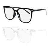 Mesybveo 2er-Pack Blaulichtfilter Brille, Computerbrille, Blue Light Blocking Glasses, Lesebrillen mit Große Linsenbreite, Gaming Ohne Stärke Brille Blaulichtfilter für Damen und H