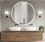 BD ART LED Badspiegel Rund Luna 70 cm, Wand Badezimmerspiegel mit Beleuchtung, Lichtfarbe Kaltweiß 4200K, IP44