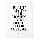 Glasbild - Be Yourself Coco Chanel - Deko Wandbild aus Glas Hochformat, 80x60 cm