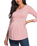Love2Mi Women's Fashion 3/4 Sleeve Beautiful and Elegant Maternity T-Shirt, L, Dark Pink