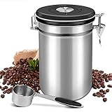 Shayson Kaffeedose 500g Bohnen Kaffeedose Luftdicht 1500ml mit Löffel und Kalenderrad, Edelstahl Kaffee Dose Behälter zum Aufbewahren von Kaffeebohnen, Tee, Nüssen, Würze, Kakao usw