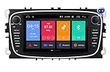 Android 10 Autoradio GPS Navigation mit 7 Zoll Touchscreen passend für Ford Focus Mondeo S-Max C-Max Galaxy Transit Connect Kuga unterstützt Carplay Bluetooth WiFi DSP SWC RDS AM FM (Schwarz)