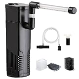 NICREW Aquarium Innenfilter, Einstellbarer Durchfluss Aquarienfilter mit Wasserpumpe für Aquarium von bis 40L, Leise, 5 W