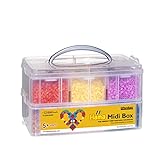 Panduro Hama Aufbewahrungbox midi - 12000 St Bügelperlen im 12 Farben - Bastelset für Kinder ab 5 Jahre