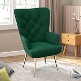 Hawthyhome eleganter Sessel polsterstuhl Ohnzimmer Sessel Schminktisch Stuhl mit Metall Beinen fürs Wohnzimmer/SchlafzimmerBis 150 KG belastbar Grü