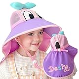 Baby-Sonnenhut für Kinder, breite Krempe und Nackenklappe, Strandspielhut, niedliches Cartoon-Design, LSF 50+, Rosa-Lila, 1-5 J