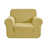 CHUN YI 1 Stück Jacquard Sofabezug Stretch Stoff Sofabezug Möbelschutz für Stuhl, 1-Sitzer Sofa Schonbezug für Wohnzimmer, Karos Durable Spandex Stoff (Stuhl, Beige)