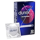 Durex Intense Kondome – Gerippt und genoppt, mit stimulierendem Gel für intensive vaginale Stimulation (10 Stück)
