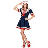 Widmann - Kostüm Matrosin, Kleid, Netzunterrock, Hut, Uniform, Marine, Seefahrerin, Motto-Party, Karneval