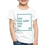 Spreadshirt Personalisierbares T-Shirt Selbst Gestalten mit Foto und Text Wunschmotiv Kinder Premium T-Shirt, 110-116, Weiß