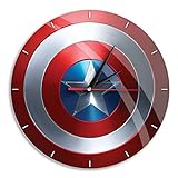 ERT GROUP Original und offiziell Lizenziertes Marvel Wanduhr Glänzend Captain America 001 Marvel Red Leise, Einzigartiges Design, Lackierte Metallzeiger, 30,5 cm (12')