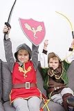 corimori – Ritter Ilex Kostüm mit Schwert und Schild, mehrteiliges Set, Verkleidung für Kinder zu Fasching, Cooles Karnevalskostüm, rot, Größe 104/110