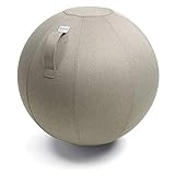 VLUV BOL LEIV Stoff-Sitzball, ergonomisches Sitzmöbel für Büro und Zuhause, Farbe: Stone (beige), Ø 60cm - 65cm, Möbelbezugsstoff, robust und formstabil, mit Tragegriff