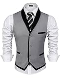 Burlady Herren V-Ausschnitt Ärmellose Westen Slim Fit Weste Anzug Business Anzugweste (EU 54(Hersteller:XL), A-Grau)