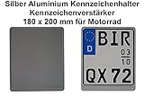 1x ALU Aluminium Verstärker Kennzeichenverstärker Kennzeichenhalter für Motorrad 180 X 200 Silber