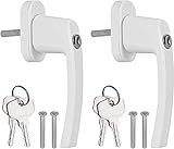 AUTOUTLET Fenstergriff Aluminium, 2 Stück abschließbar Sicherheitsfenstergriff Fensterschloss Kindersicherung mit Schloss in Stiftlänge 35mm, Gleichschließend Windows Balkontürgriff(weiß)