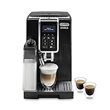 De'Longhi Dinamica ECAM 350.55.B Kaffeevollautomat mit Milchsystem, Cappuccino, Espresso und Kaffee auf Knopfdruck, Digitaldisplay mit Klartext, 2-Tassen-Funktion, Großer 1,8 Liter Wassertank, Schwarz