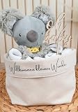 Windeltasche mit Koala-Schmusetuch | handgemachte Windeltorte | Made in Germany mit schönem Zubehör | Baby Geschenk u. Geschenk zur Geb