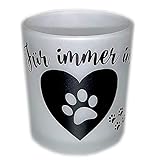 Teelichtglas Trauerlicht mit Spruch Haustier Hund Katze Andenken Teelicht Tierpfote