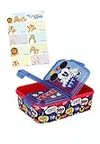 Mickey Mouse Kinder Premium Brotdose Lunchbox Frühstücks-Box Vesper-Dose mit 3 Fächern + Namens-Aufkleber Sticker