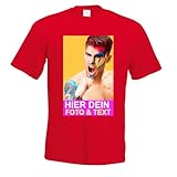 Kiwistar T-Shirt Herren rot - L - Aufdruck individuell - mit Foto Bedruckt - Wunschtext - Druck personalisiert - Geschenk für Freizeit Sport - selber g