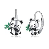 Panda Ohrringe Mädchen Creolen Silber 925 Hypoallergene Ohrringe Mädchen Kinder Ohrhänger Tiere Kleine Creolen Panda Schmuck Geschenke für Damen Frauen Tochter Teenager