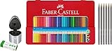 Faber-Castell 112435 - Buntstifte Colour Grip 2001, 36er Metalletui im Malset inklusive Dreifachspitzdose, 6 GRIP Bleistiften HB und hochwertigem Radierer