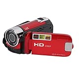 Jectse Digitale Videokamera, Full HD 4K 48 MP Handkamera mit 16-fachem Digitalzoom, 2-Zoll-TFT-LCD-Display, DV-Camcorder-Recorder-Spielzeug für Geburtstag, Weihnachten, Urlaub (Rot)