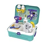 Tierarzt-Kit, Haustierpflege-Spielzeug, Plüsch-Welpenpflege, Spiel-Set, Tierspiele für Kinder, mit Rucksack