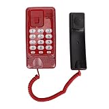 KXT-438 Kabelgebundenes Wandtelefon, Tragbares Kabelgebundenes Festnetztelefon Desktop-Schnurlostelefon Festnetztelefone mit Schneller Flash-Wahlwiederholungsfunktion für Hotel/Zuhause/Büro(rot)