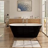 i-flair Freistehende Design Badewanne LUGANO - aus Acryl in 170x80 cm, Farbe Schwarz-Weiß