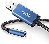 MillSO USB Klinke Adapter 3.5mm Klinke auf USB Audio Adapter Externe USB Soundkarte Nylongeflechtmantel Headset Adapter TRRS Stereo für Kopfhörer, Headset, Lautsprecher, PS4, PS5, Laptop, PC, 30cm